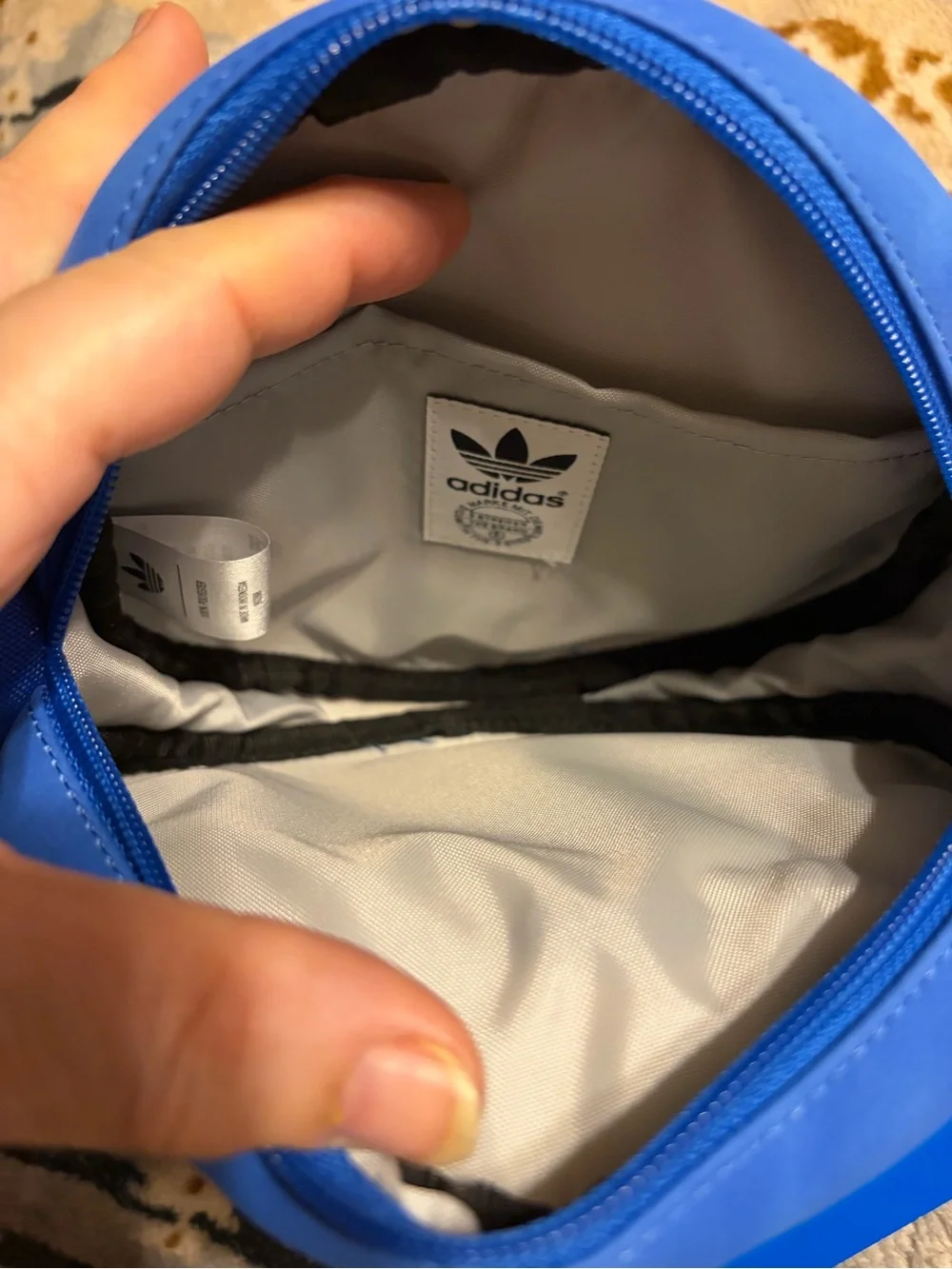 adidas NWT Royal Blue Round Crossbody Messenger Bag with Black Stripe